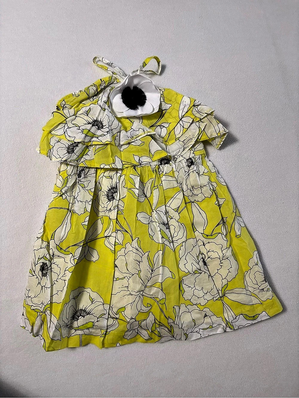 Janie and Jack Yellow Floral Halter Dress with Flower Applique Baby 12-18 Months